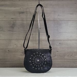 Vilenca Holland for Anthropologie  Black Studded Leather Crossbody Shoulder Bag